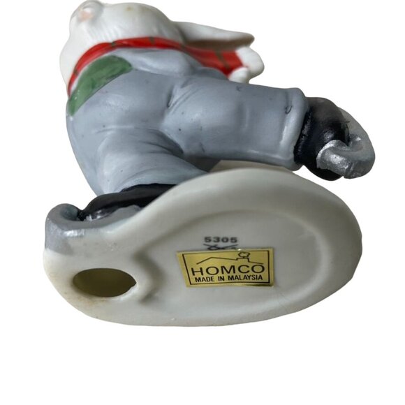 Homco Ceramic Christmas Ornament Ice Skating Rabbit Figurine Decoration u - Picture 5 of 5